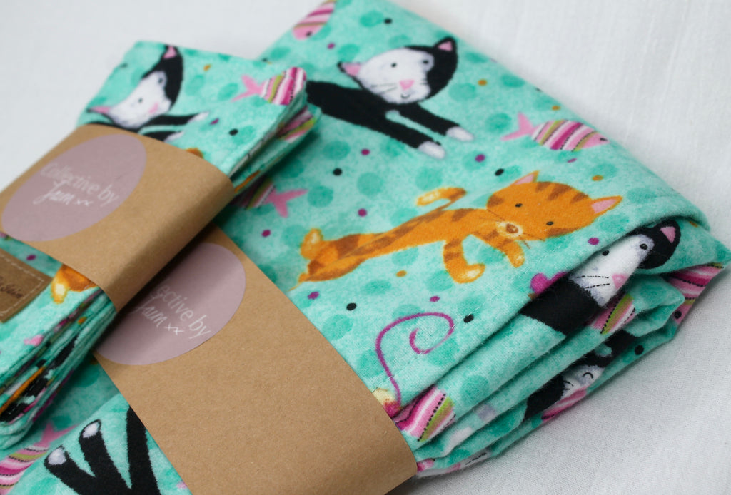 Cats At Play Flannelette Blanket & Wipes Set