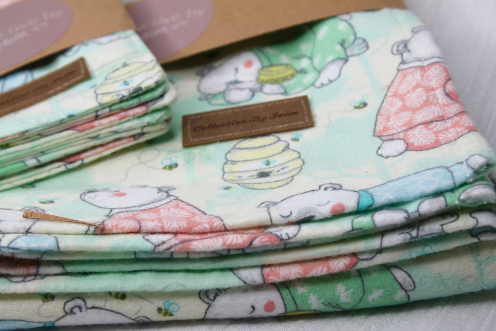 Sleepy Bears Flannelette Blanket & Wipes Set