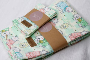 Sleepy Bears Flannelette Blanket & Wipes Set