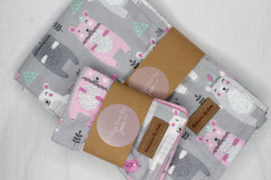 Bears Flannelette Blanket & Wipes Set