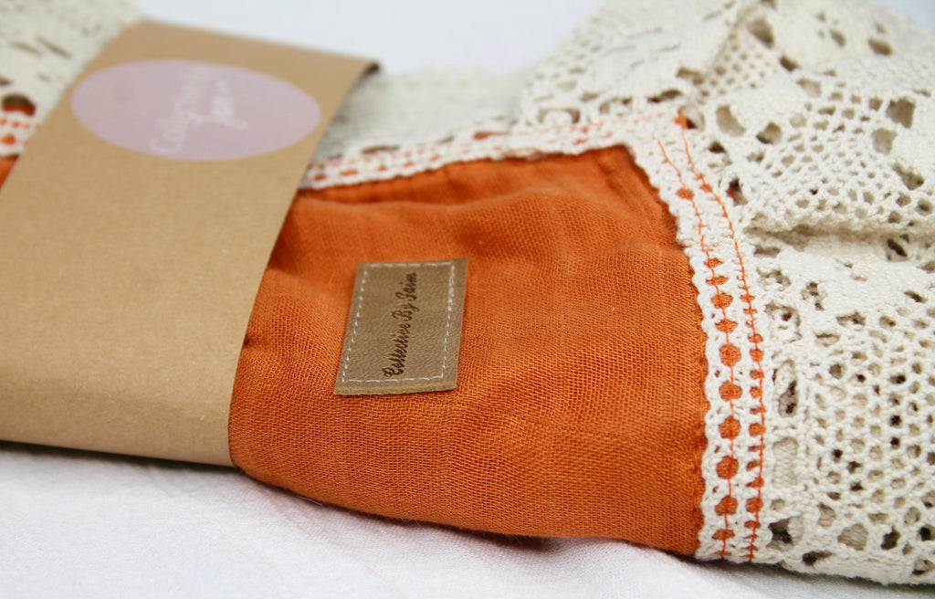 Tangerine Bamboo/Cotton Lace Blanket