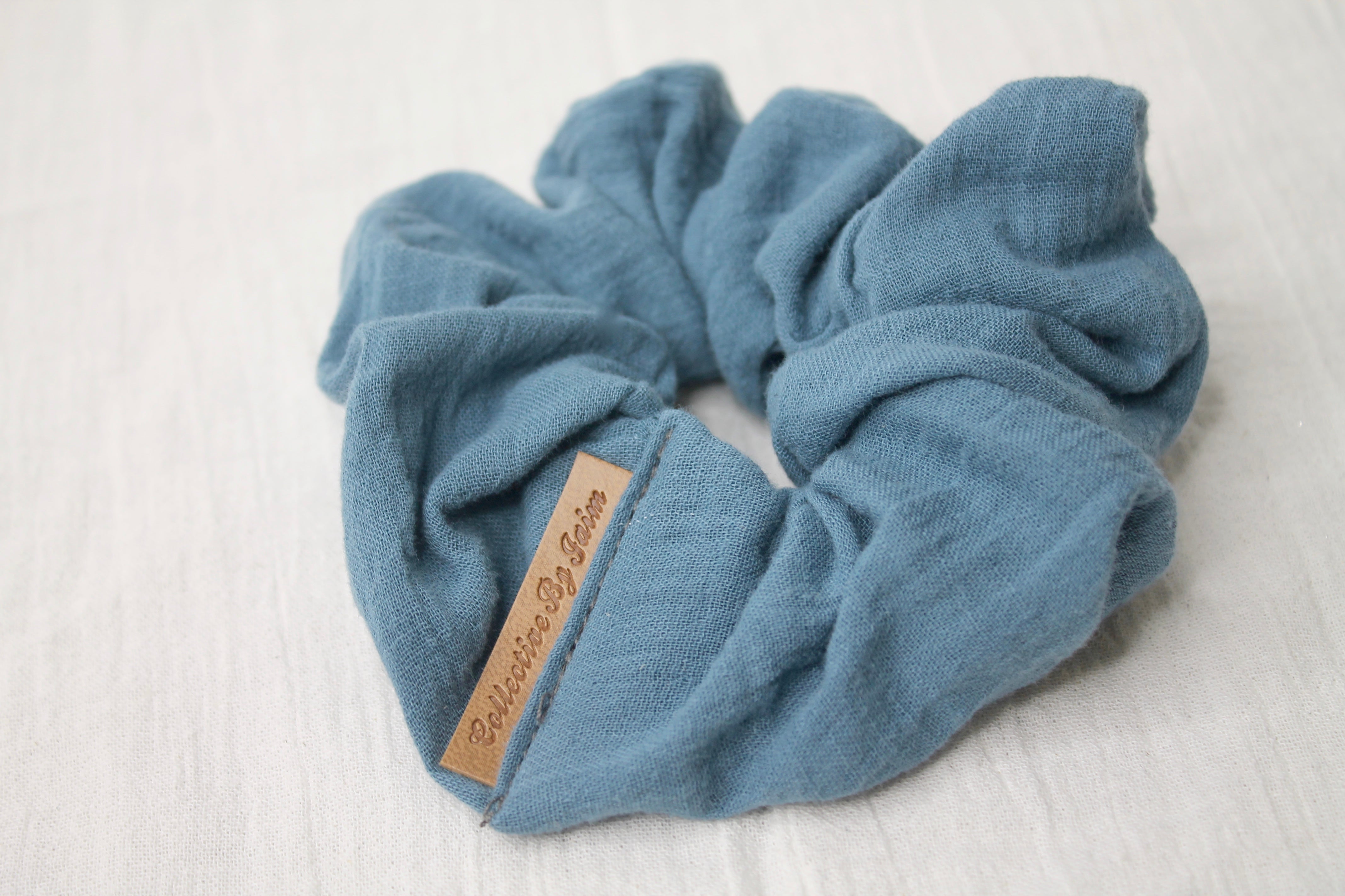 Small Blue Double Cloth Scrunchie