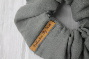 Large Dark Grey Linen Scrunchie