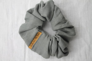 Large Dark Grey Linen Scrunchie