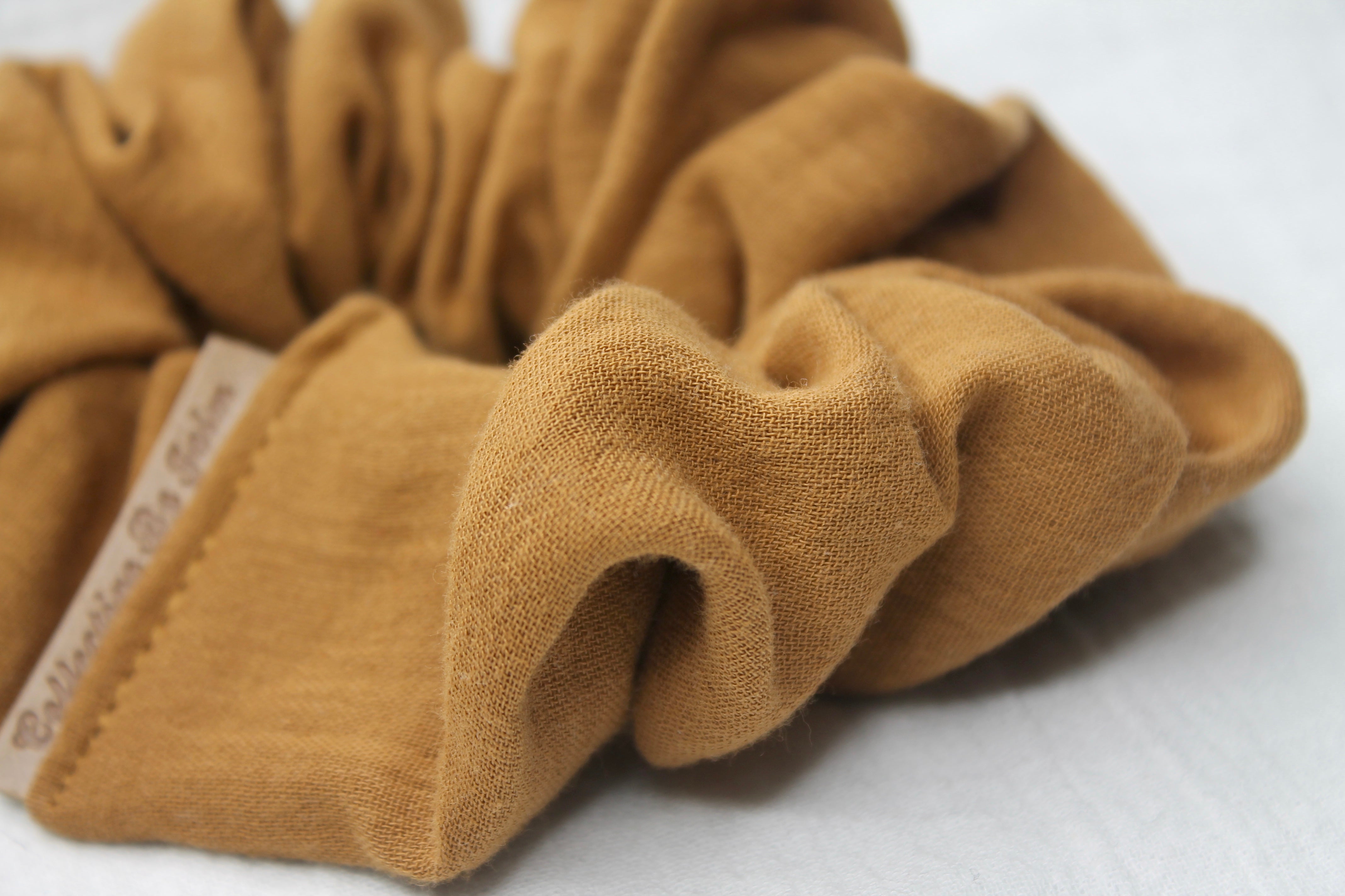 Small Burnt Mustard Double Cloth Scrunchie