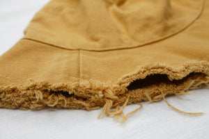 Mustard Raw Hem Cotton Bucket Hat