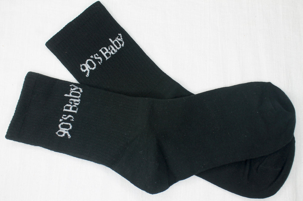 '90's Baby' Crew Socks in Black