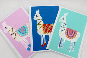 Blue Llama Handmade Blank Card
