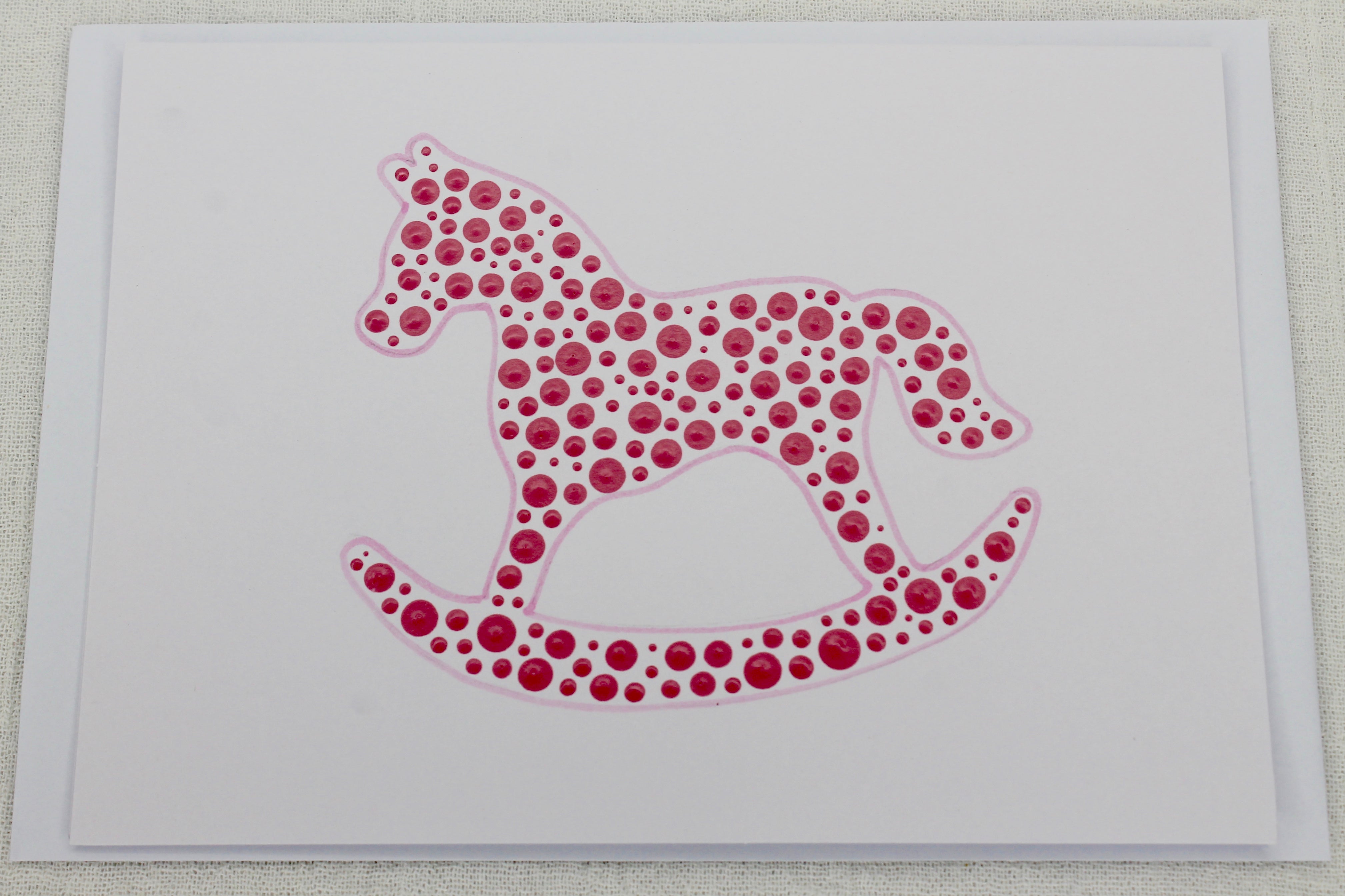 Pink Rocking Horse Handmade Blank Card