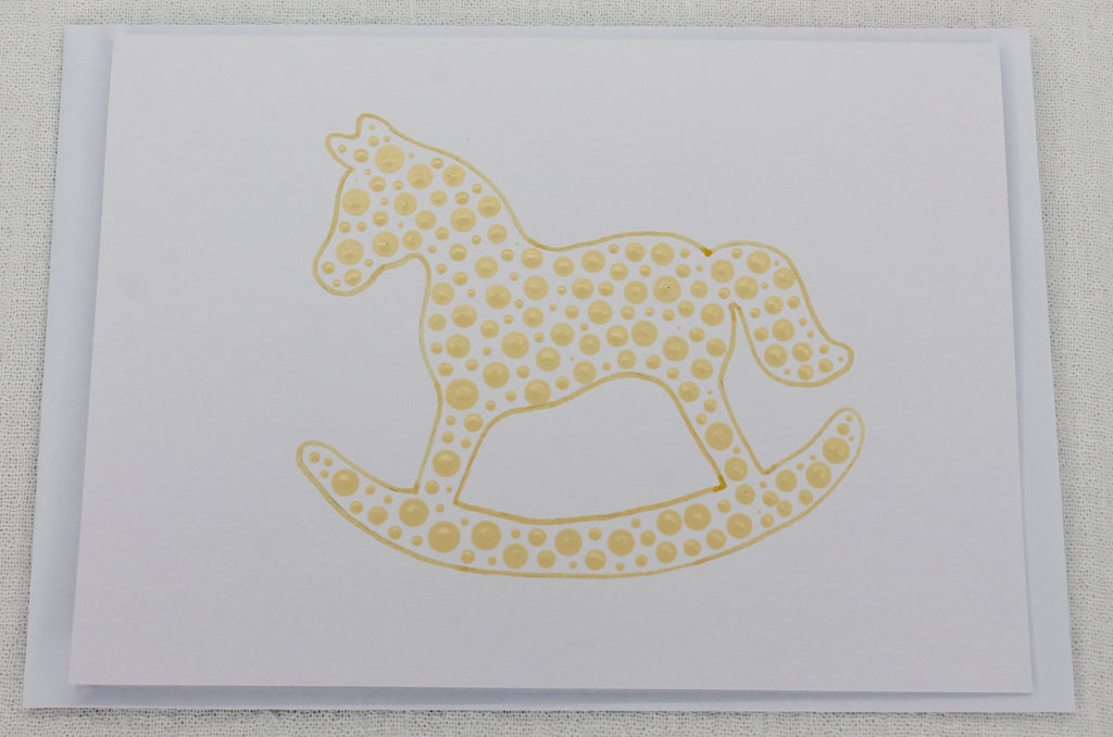 Cream Rocking Horse Handmade Blank Card