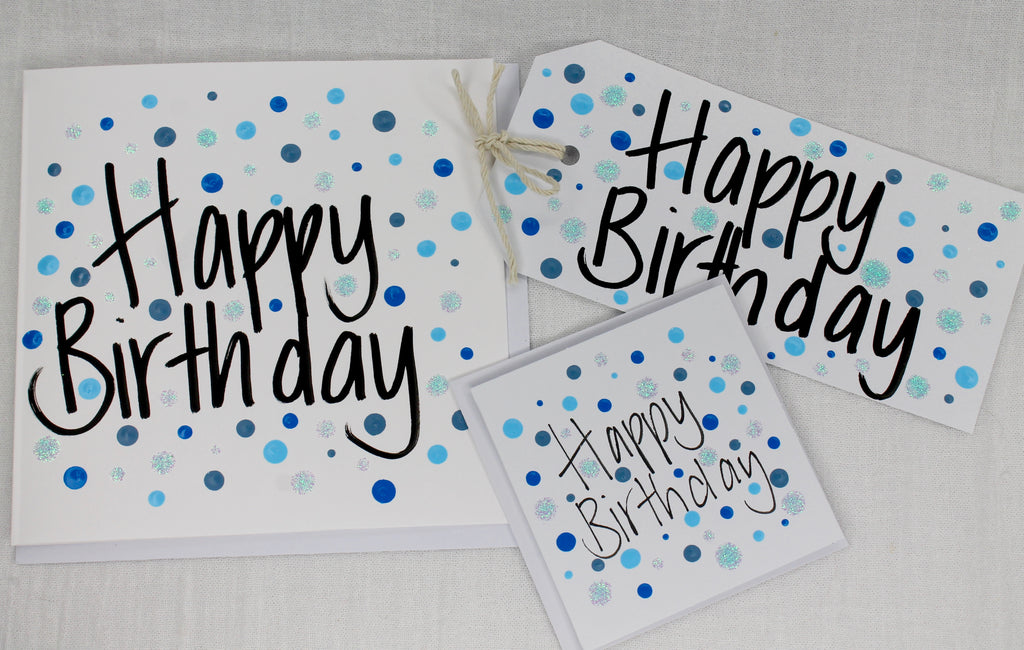 Blue Happy Birthday Handmade Card Range