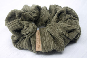 Small Olive Corduroy Scrunchie