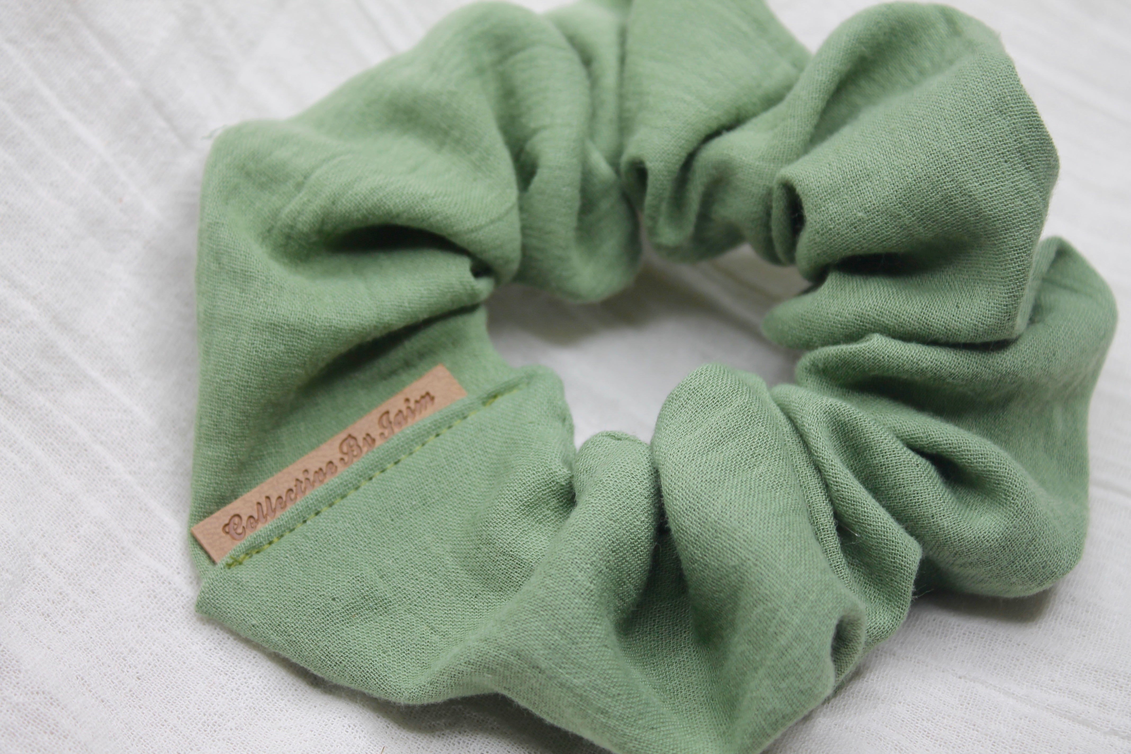Medium Sage Double Cloth Scrunchie