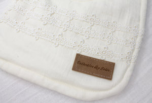 Cream Double Cloth Daisy Chain Lace Bib with Fleece Backing