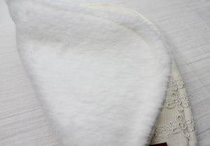 Cream Double Cloth Daisy Chain Lace Bib with Fleece Backing