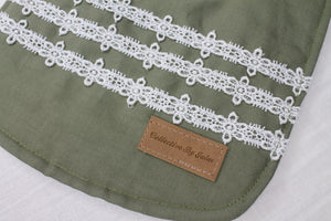 Olive Linen Daisy Chain Lace Bib with Cotton Backing