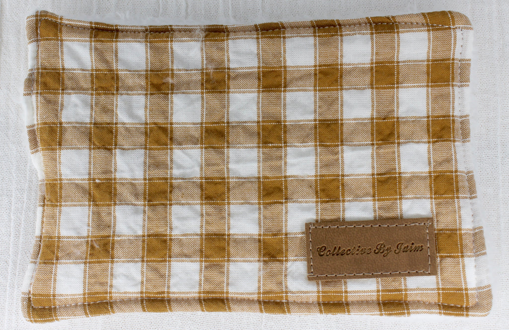 Rectangle Make-up Remover Wipe - Burnt Mustard Gingham