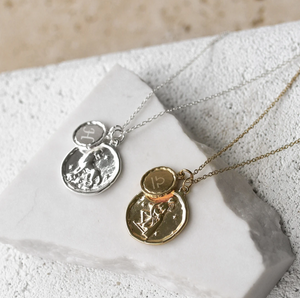 Zara Capricorn Zodiac & Monogram Necklace Gold