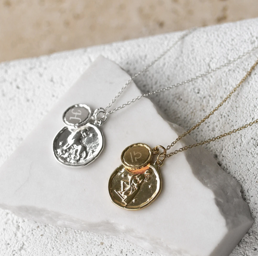 Zara Pisces Zodiac & Monogram Necklace Silver