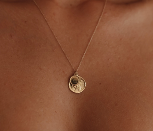 Zara Capricorn Zodiac & Monogram Necklace Gold