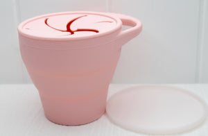 Baby Pink Silicone Collapsible Snack Cup with Lid
