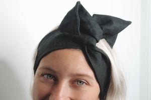 Black Linen Wire Twist Headband