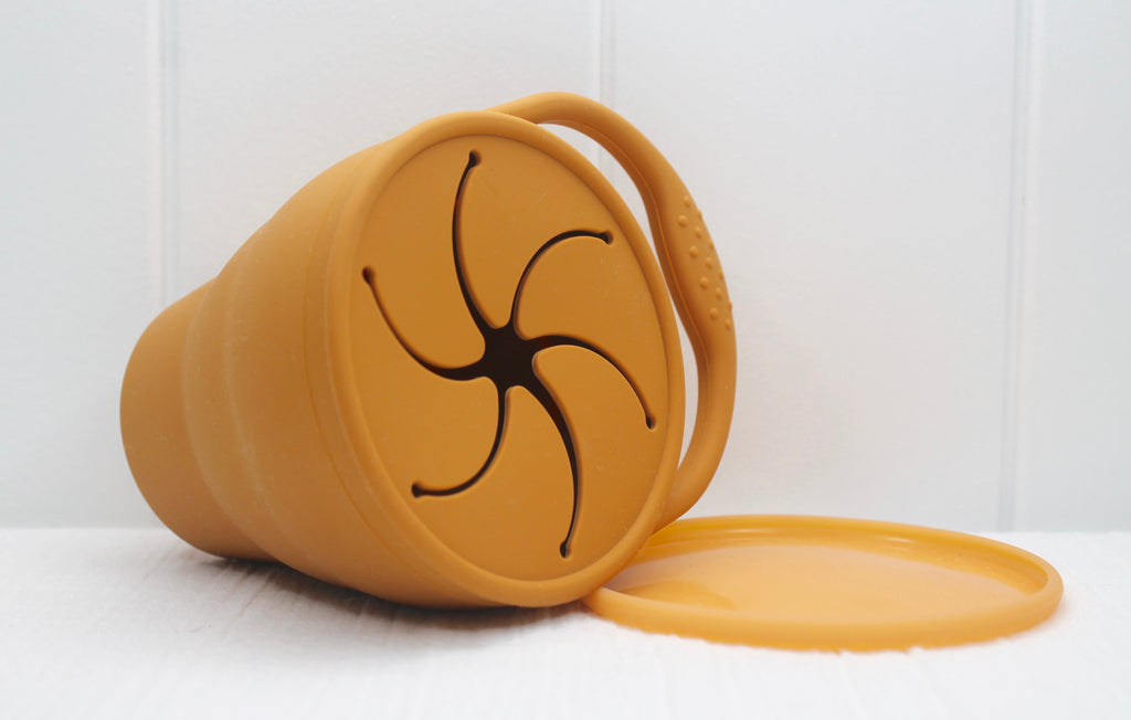 Rust Silicone Collapsible Snack Cup with Lid