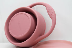 Dusty Pink Silicone Collapsible Snack Cup with Lid