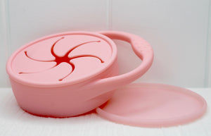 Pink Silicone Collapsible Snack Cup with Lid