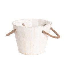 White Wash Wooden Bucket Planter